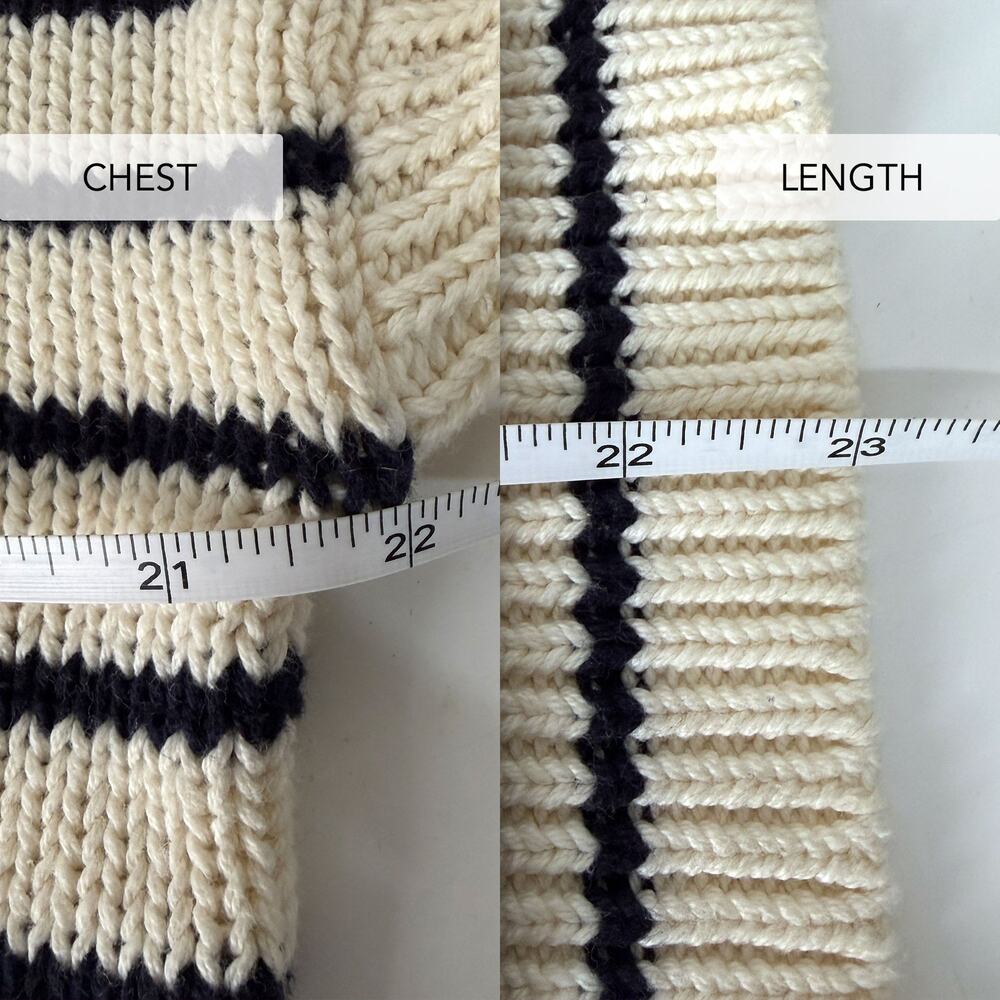 Alex Mill Jacques Cotton Stripe Polo Sweater Cream Black 100% Cotton Size M - Picture 13 of 13